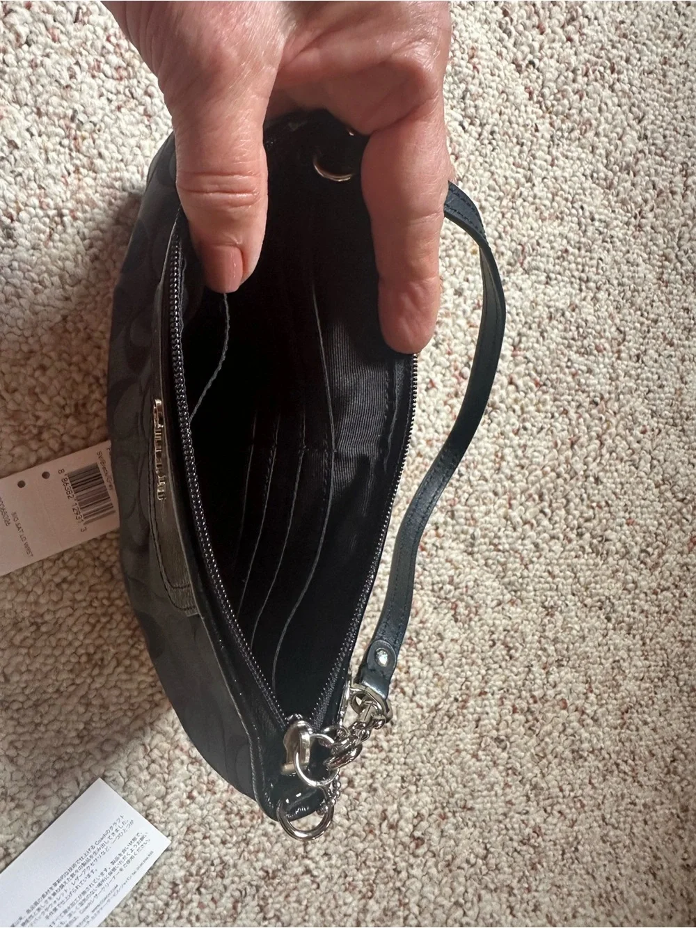 NWT: Coach Black Signature Wristlet